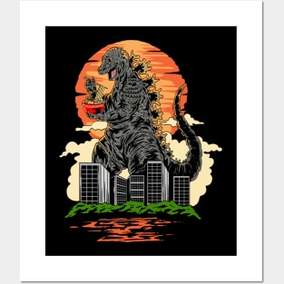 Ramen Zilla kaiju funny parody Posters and Art